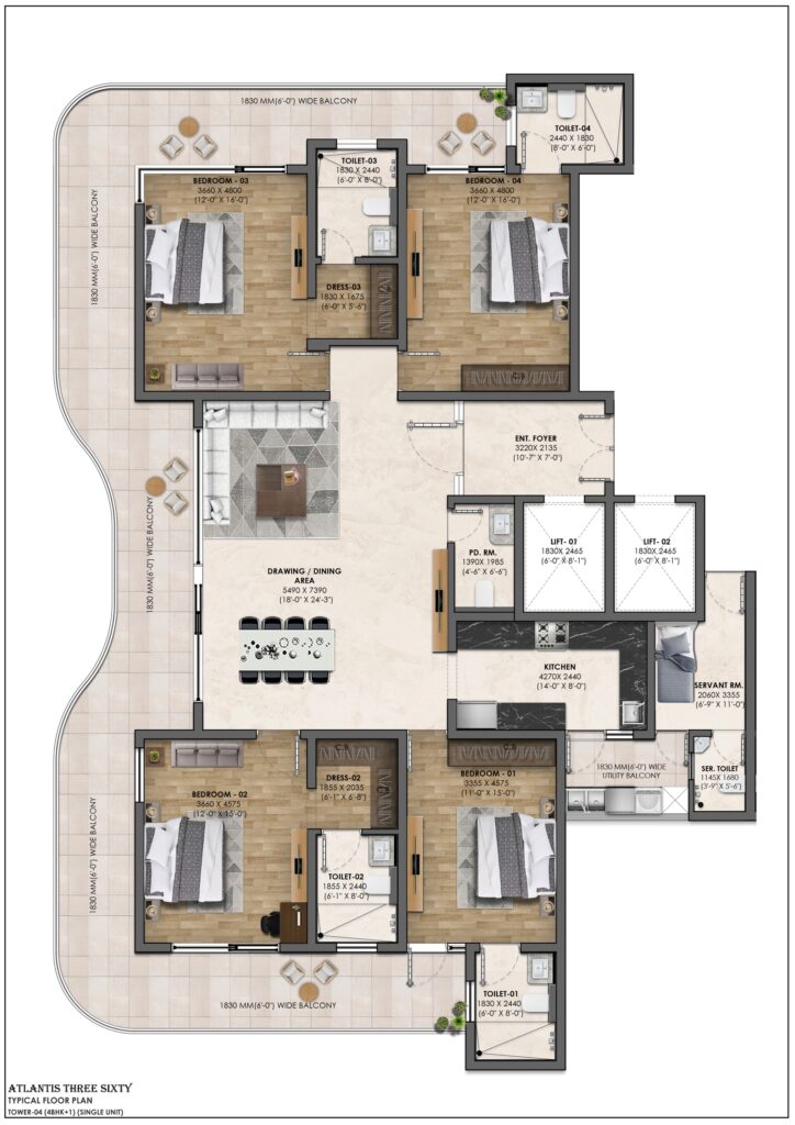 ATLANTIS 360 4+S BHK FLOOR