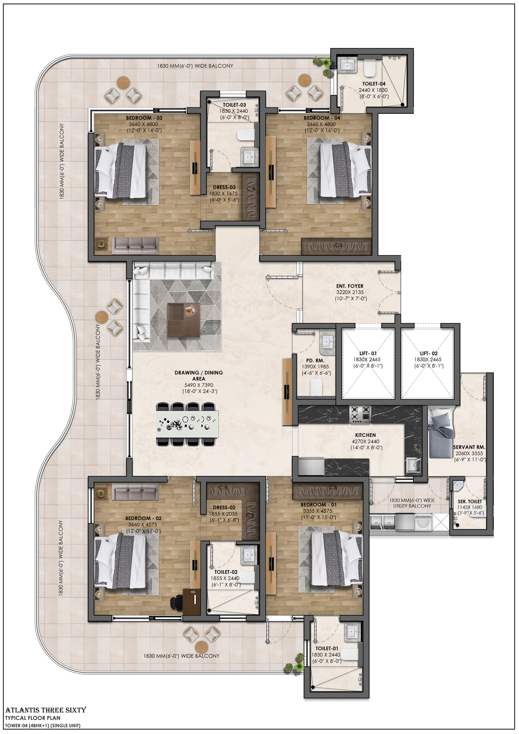ATLANTIS 360 4+S BHK FLOOR